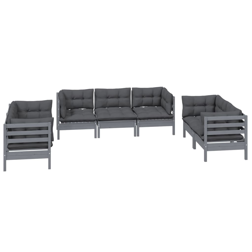 Set Salotto da Giardino 7pz con Cuscini Legno Massello di Pino