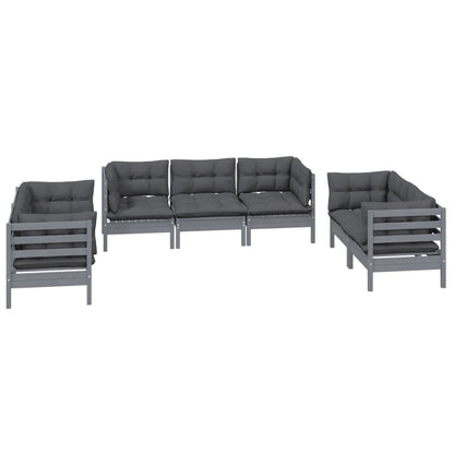 Set Salotto da Giardino 7pz con Cuscini Legno Massello di Pino