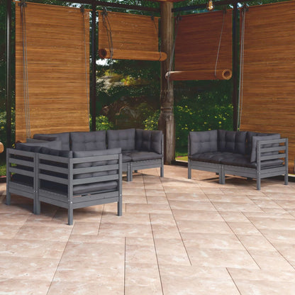 Set Salotto da Giardino 7pz con Cuscini Legno Massello di Pino