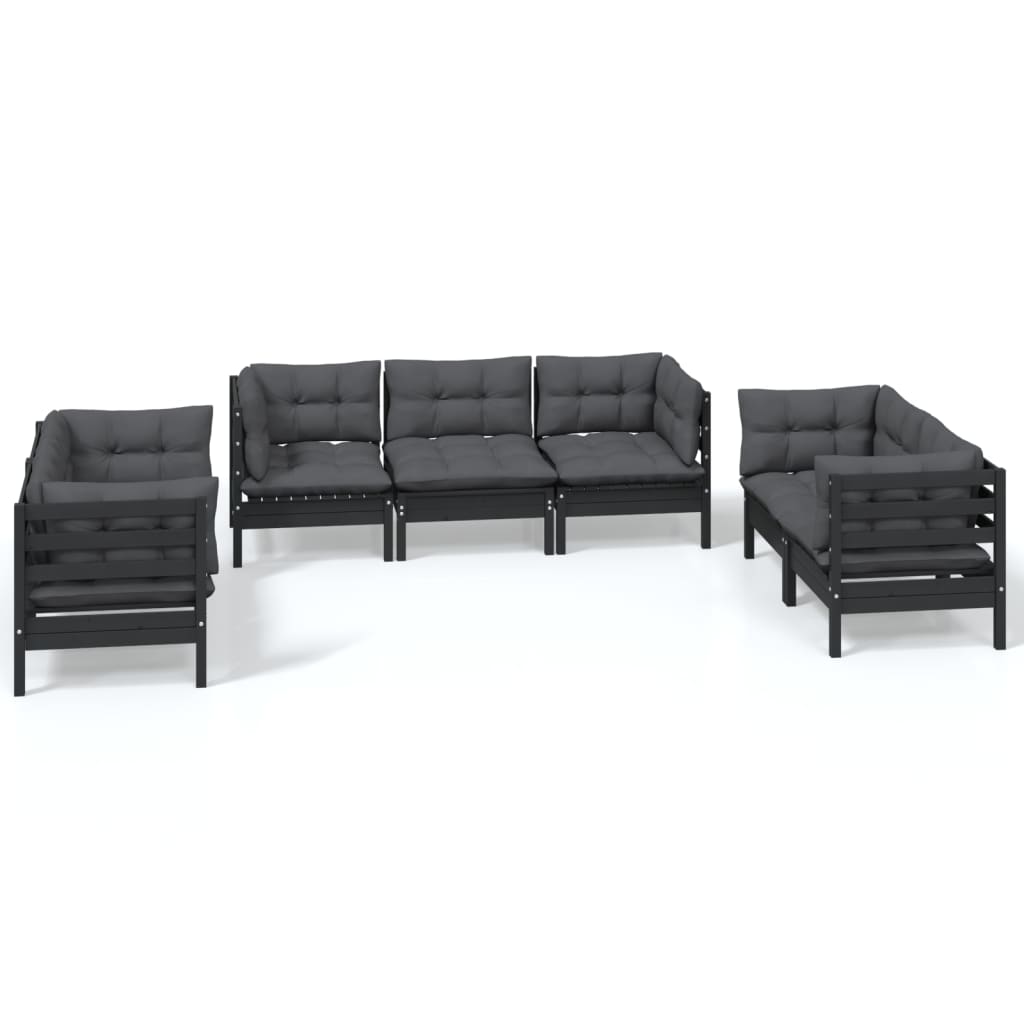 Set Salotto da Giardino 7pz con Cuscini Legno Massello di Pino