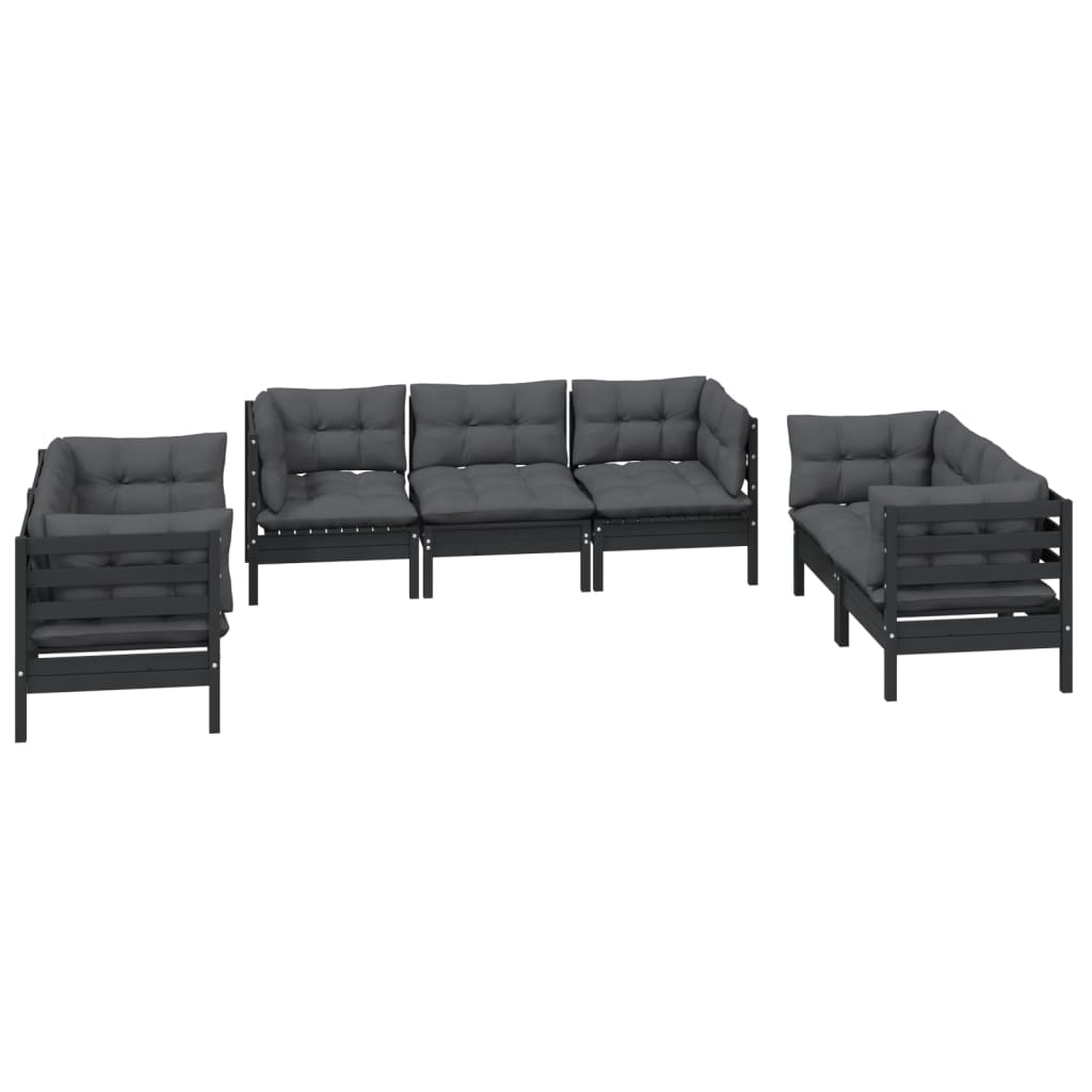 Set Salotto da Giardino 7pz con Cuscini Legno Massello di Pino