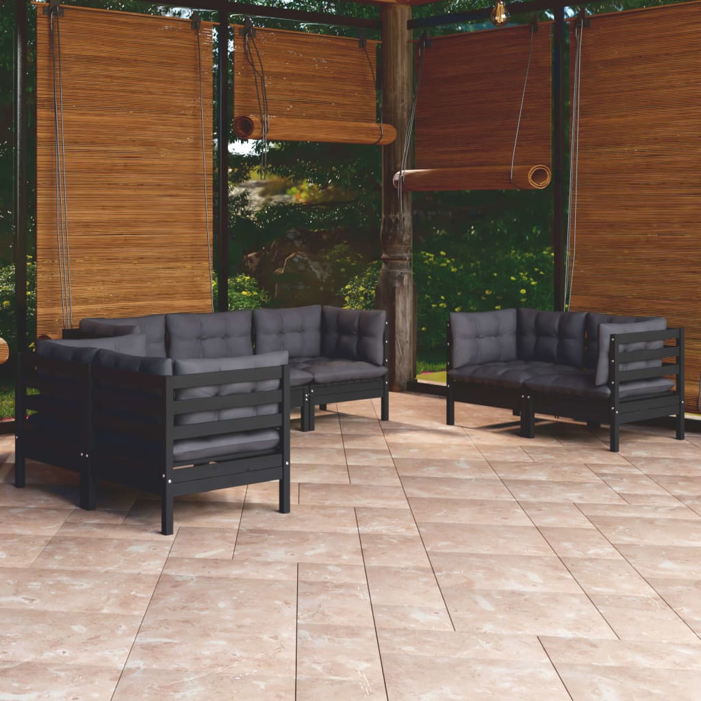 Set Salotto da Giardino 7pz con Cuscini Legno Massello di Pino