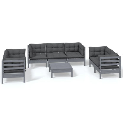 Set Salotto da Giardino con Cuscini 8 pz Legno Massello di Pino