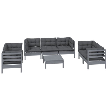 Set Salotto da Giardino con Cuscini 8 pz Legno Massello di Pino