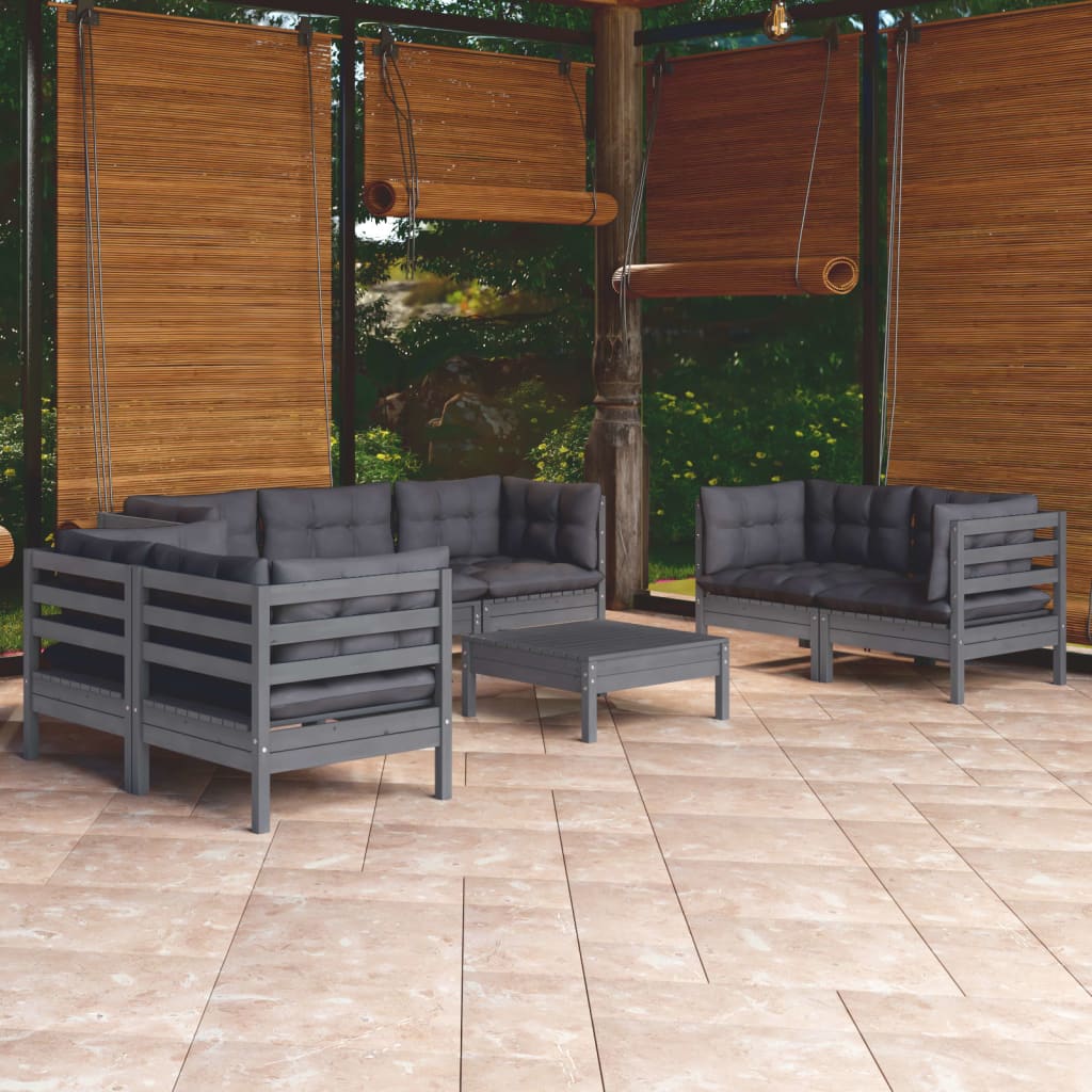 Set Salotto da Giardino con Cuscini 8 pz Legno Massello di Pino