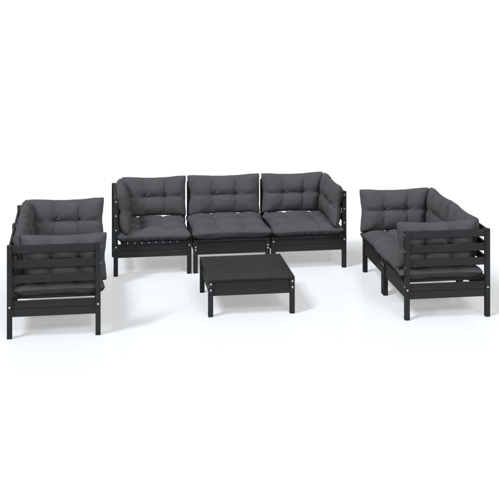 Set Salotto da Giardino con Cuscini 8 pz Legno Massello di Pino