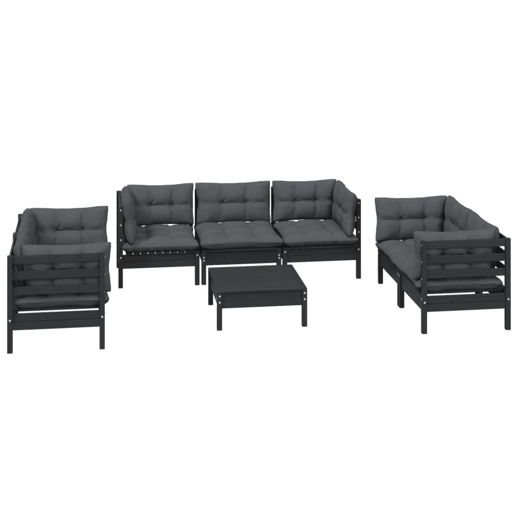 Set Salotto da Giardino con Cuscini 8 pz Legno Massello di Pino