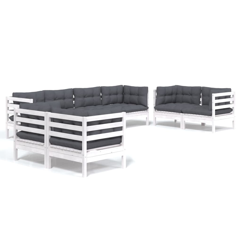 Set Salotto da Giardino con Cuscini 8 pz Legno Massello di Pino