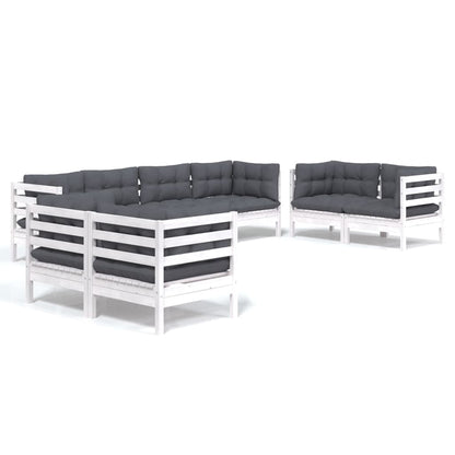 Set Salotto da Giardino con Cuscini 8 pz Legno Massello di Pino
