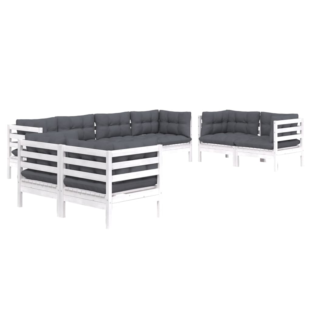 Set Salotto da Giardino con Cuscini 8 pz Legno Massello di Pino