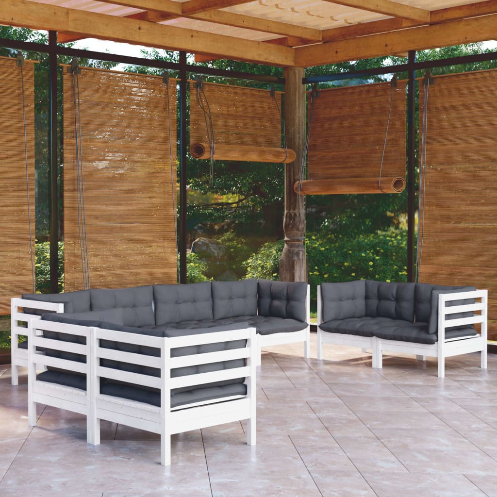 Set Salotto da Giardino con Cuscini 8 pz Legno Massello di Pino