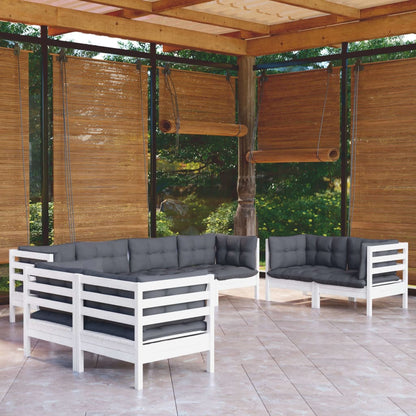Set Salotto da Giardino con Cuscini 8 pz Legno Massello di Pino