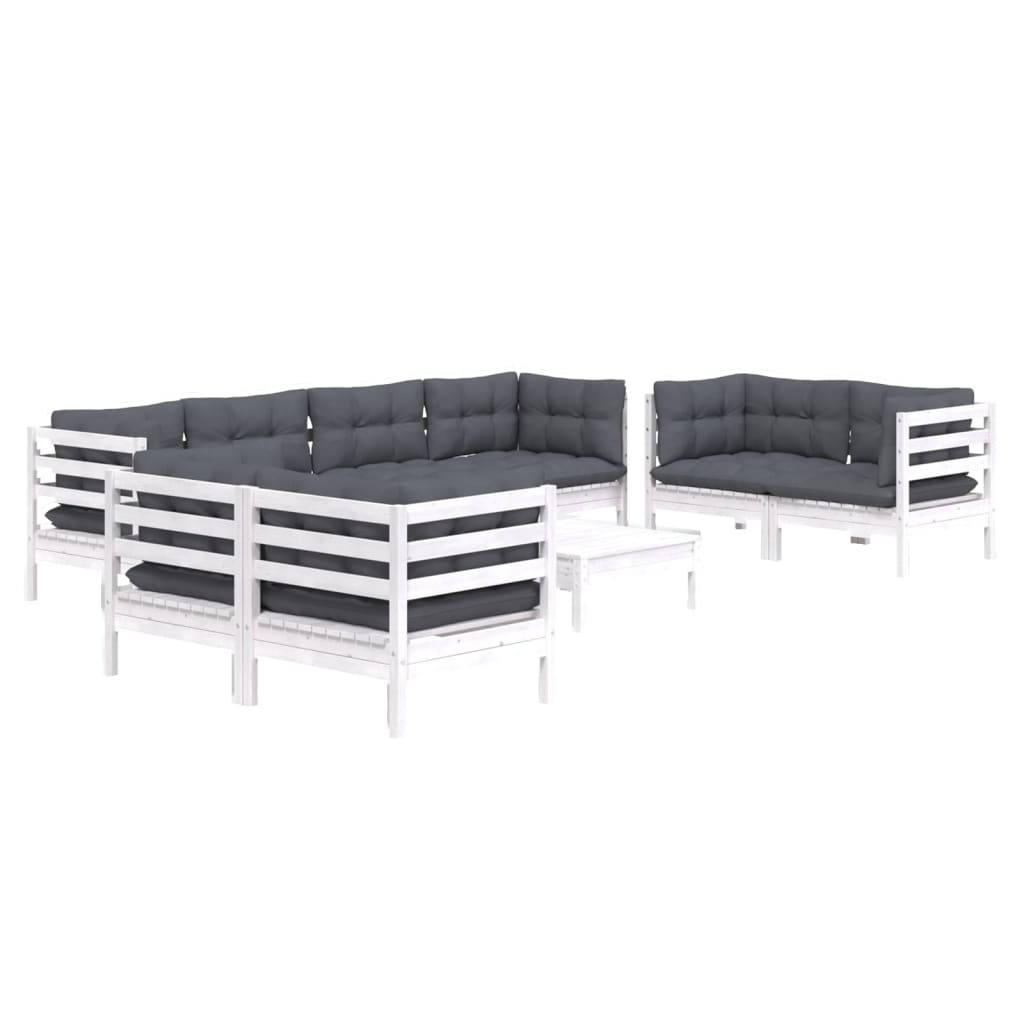 Set Salotto Giardino con Cuscini 9 pz in Legno Massello di Pino