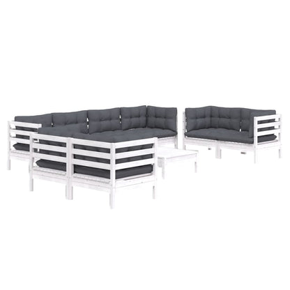 Set Salotto Giardino con Cuscini 9 pz in Legno Massello di Pino