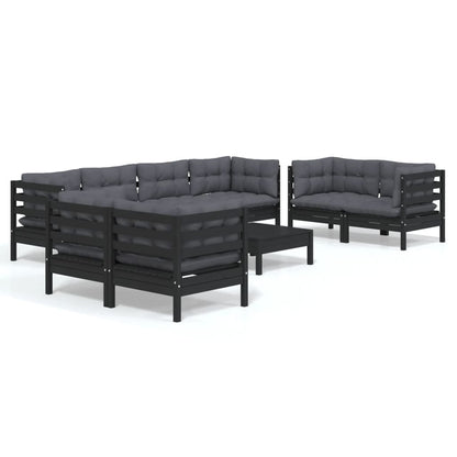 Set Divani da Giardino 9 pz con Cuscini Legno Massello di Pino