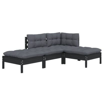 Set Salotto da Giardino 4 pz con Cuscini Legno Massello di Pino