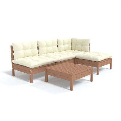 Set Divani da Giardino 5 pz con Cuscini Ambra Legno di Pino
