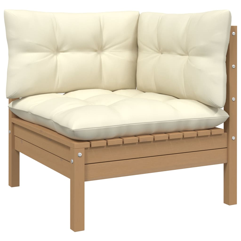 Set Salotto Giardino 6pz con Cuscini Marrone Ambra Legno Pino