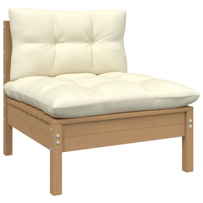 Set Salotto Giardino 9pz con Cuscini Marrone Ambra Legno Pino