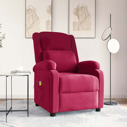 Poltrona Massaggiante Rosso Vino in Velluto