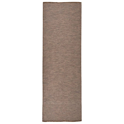 Tappeto da Esterni a Tessitura Piatta 80x250 cm Marrone