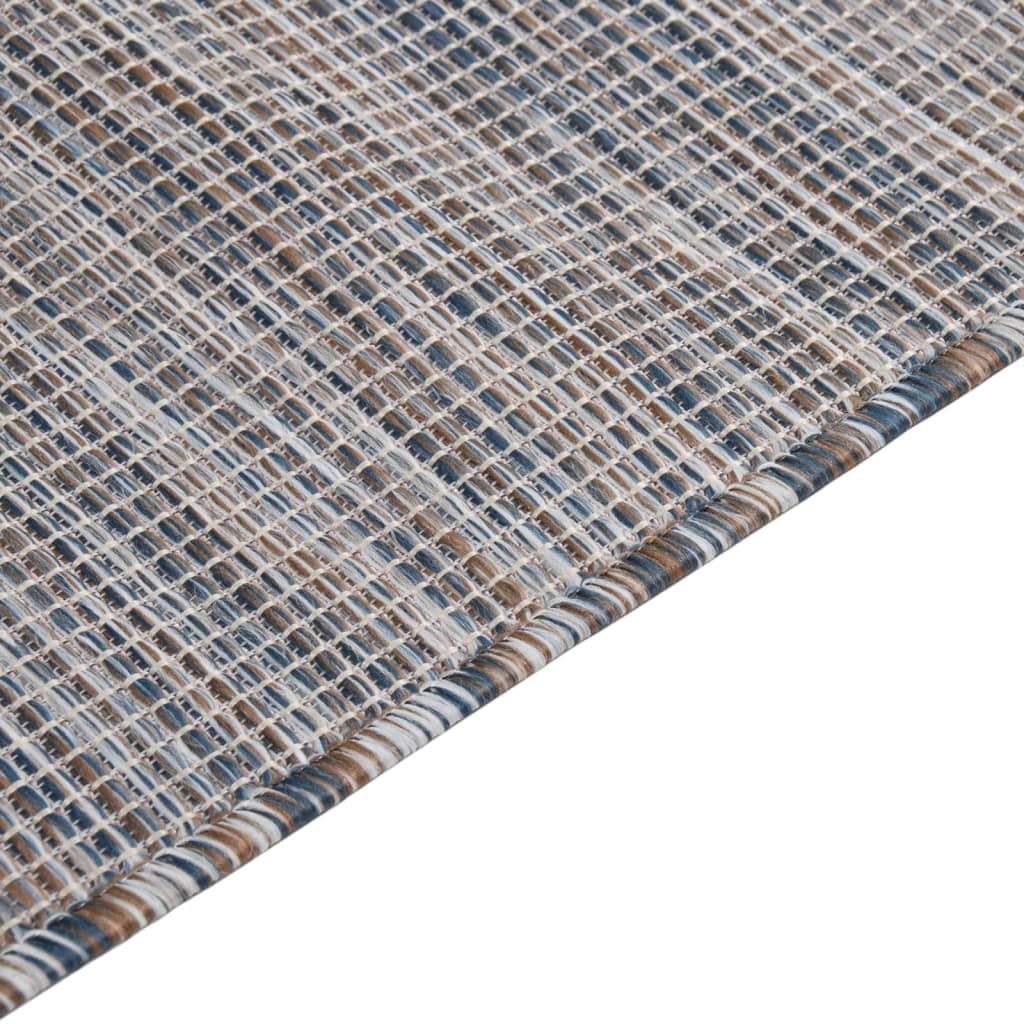 Tappeto da Esterni a Tessitura Piatta 120x170 cm Marrone e blu