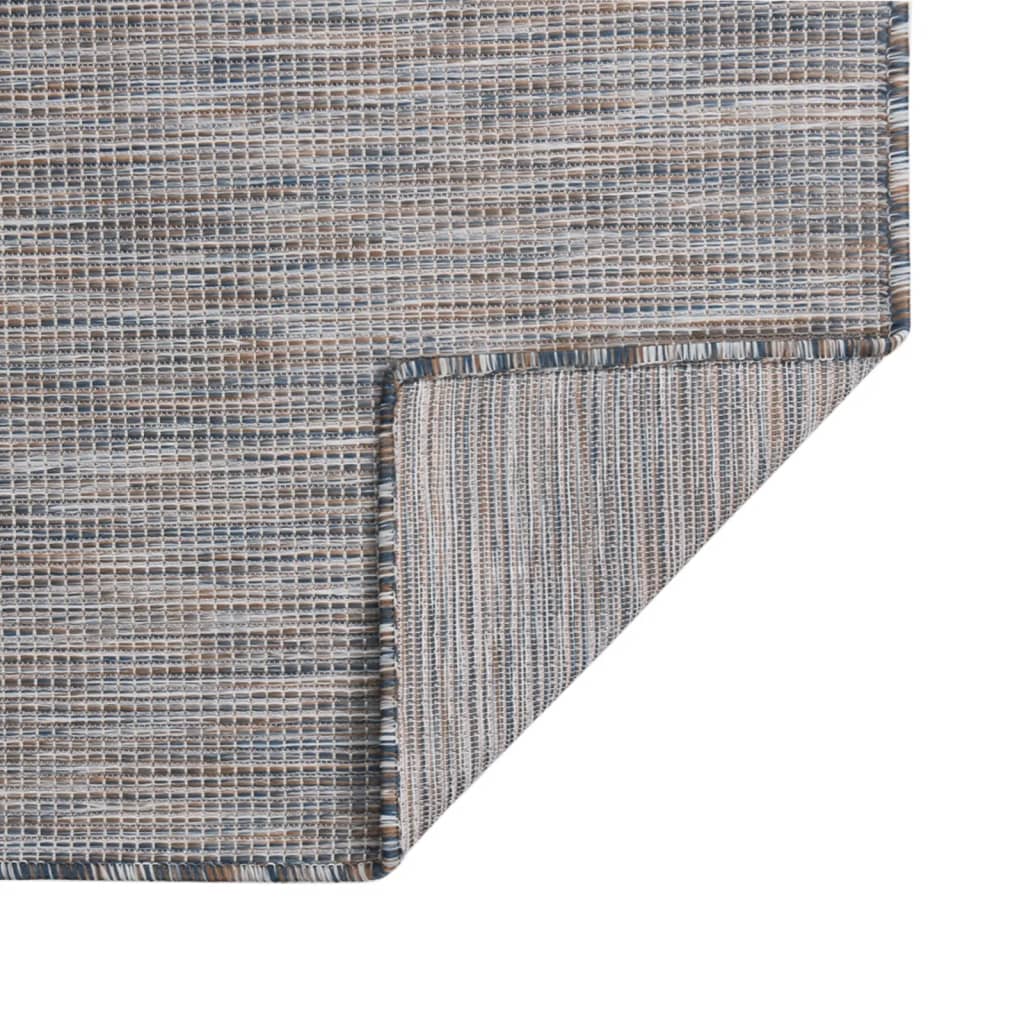 Tappeto da Esterni a Tessitura Piatta 140x200 cm Marrone e Blu