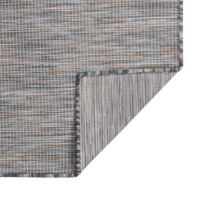Tappeto da Esterni a Tessitura Piatta 140x200 cm Marrone e Blu
