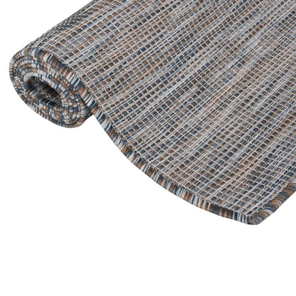 Tappeto da Esterni a Tessitura Piatta 140x200 cm Marrone e Blu