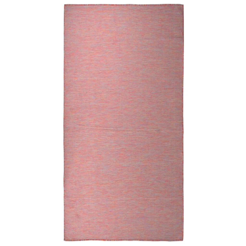 Tappeto da Esterni a Tessitura Piatta 100x200 cm Rosso