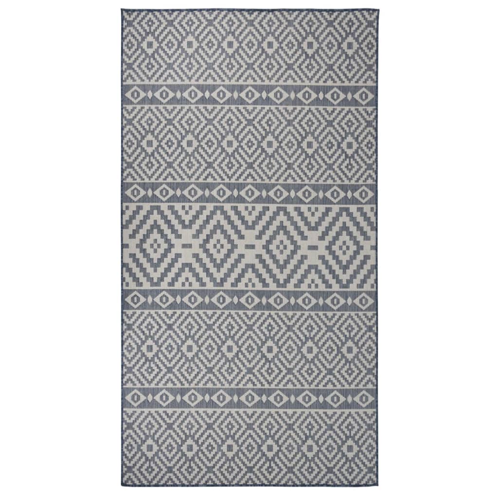 Tappeto da Esterni a Tessitura Piatta 80x150 cm Strisce Blu