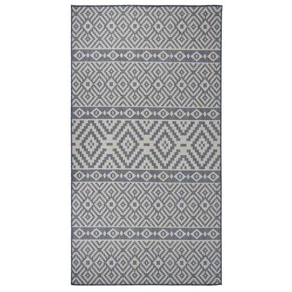 Tappeto da Esterni a Tessitura Piatta 80x150 cm Strisce Blu