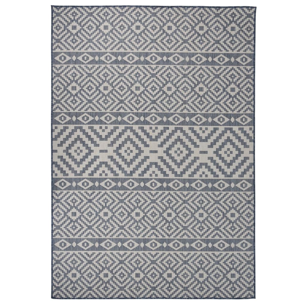 Tappeto da Esterni a Tessitura Piatta 160x230 cm Strisce Blu