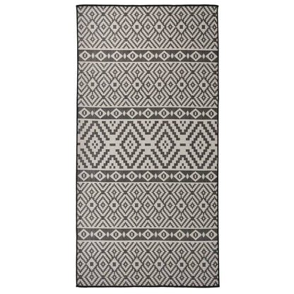 Tappeto da Esterni a Tessitura Piatta 100x200 cm Strisce Nere