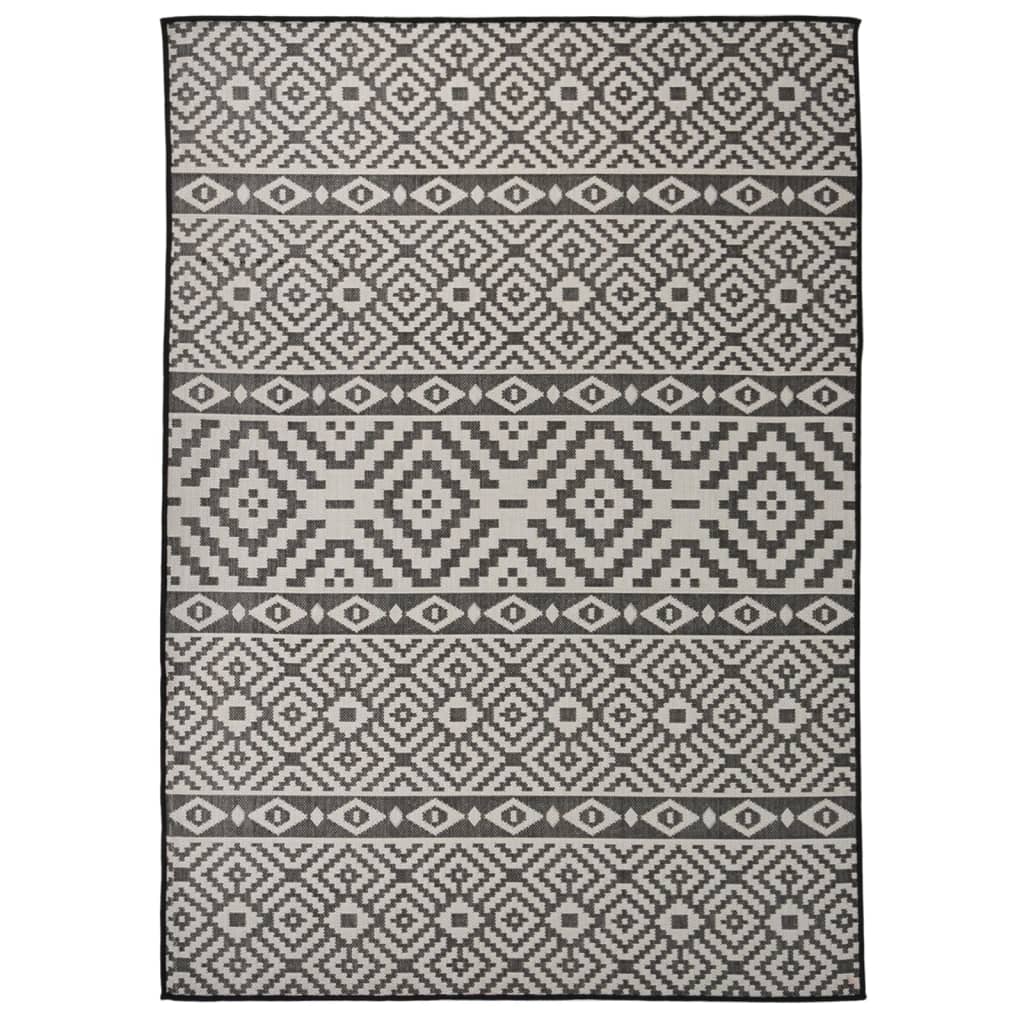 Tappeto da Esterni a Tessitura Piatta 120x170 cm Strisce Nere