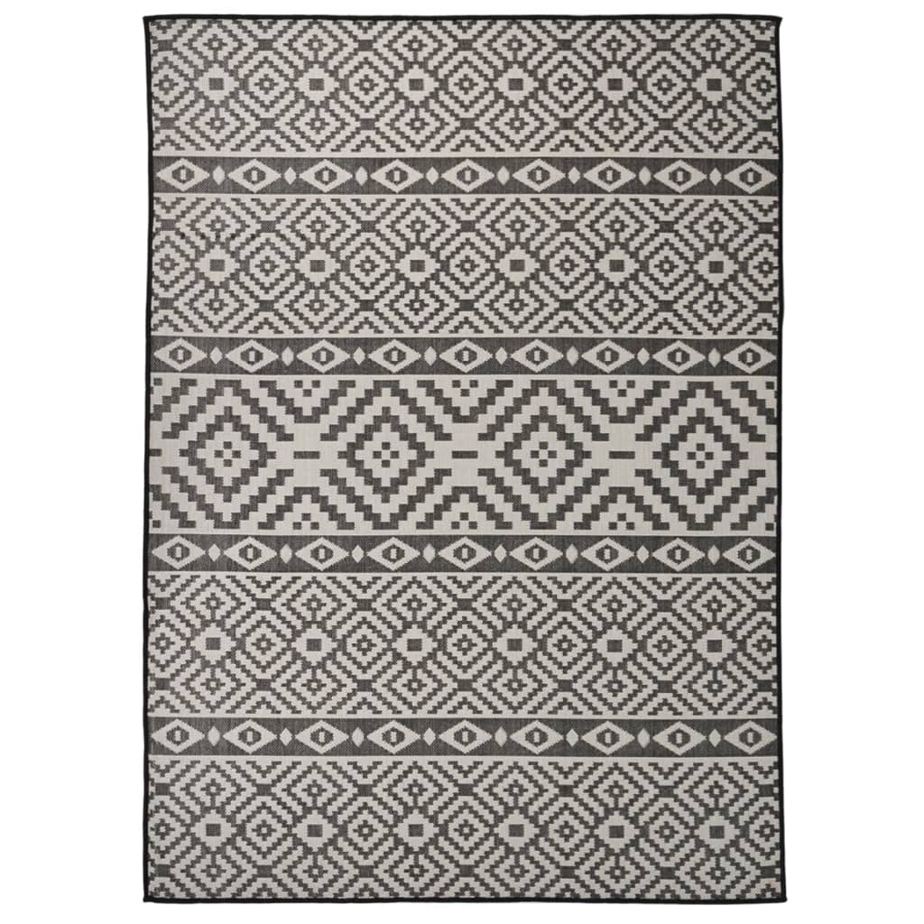 Tappeto da Esterni a Tessitura Piatta 200x280 cm Strisce Nere
