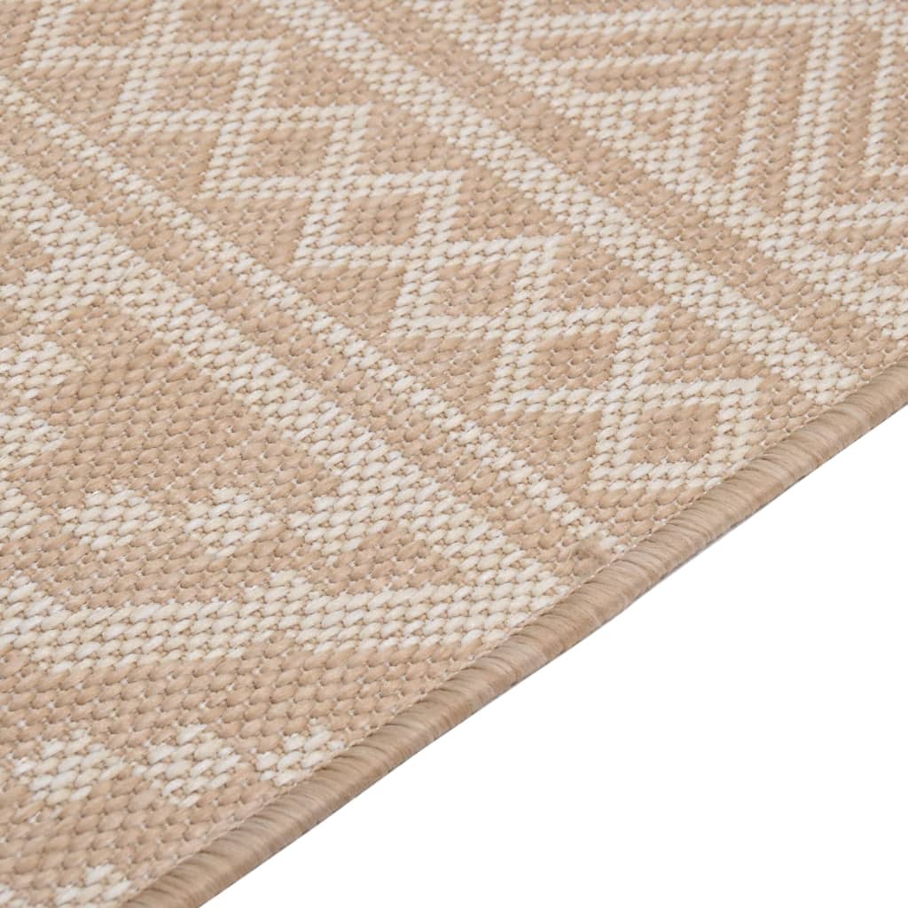 Tappeto da Esterni a Tessitura Piatta 100x200cm Strisce Marroni
