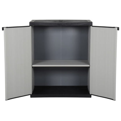 Armadietto da Giardino con 1 Ripiano Grigio e Nero 68x40x85 cm