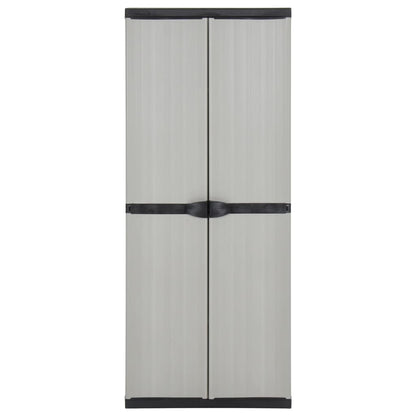 Armadietto da Giardino con 3 Ripiani Grigio e Nero 68x40x168 cm