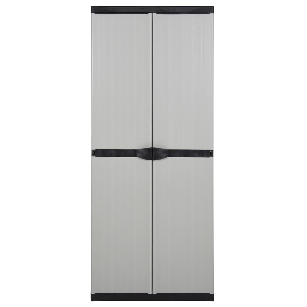 Armadietto da Giardino con 3 Ripiani Grigio e Nero 68x40x168 cm