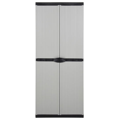 Armadietto da Giardino con 3 Ripiani Grigio e Nero 68x40x168 cm