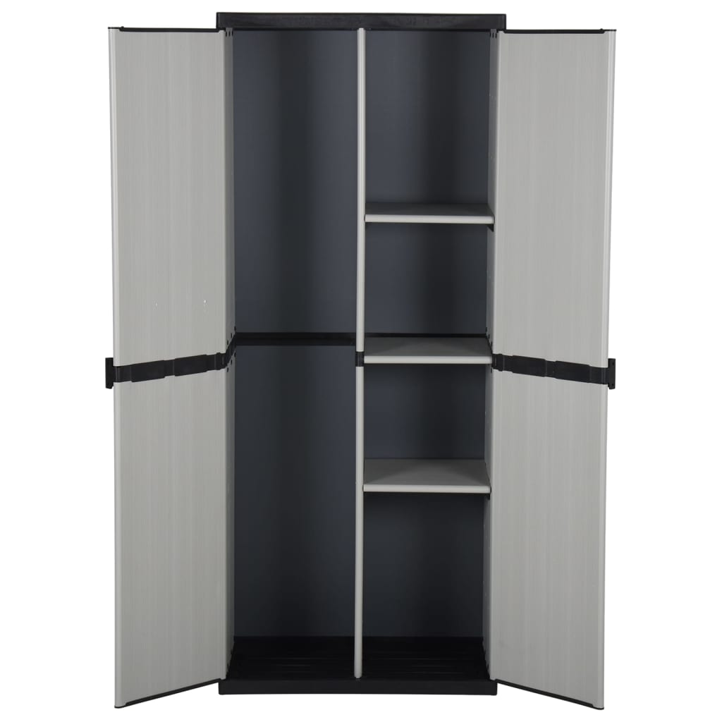Armadietto da Giardino con 3 Ripiani Grigio e Nero 68x40x168 cm