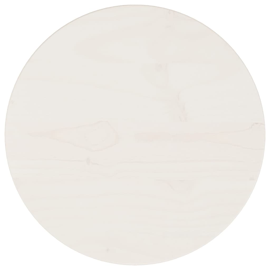 Piano Tavolo Bianco Ã˜30x2,5 cm in Legno Massello di Pino