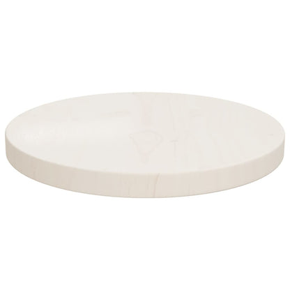 Piano Tavolo Bianco Ã˜30x2,5 cm in Legno Massello di Pino