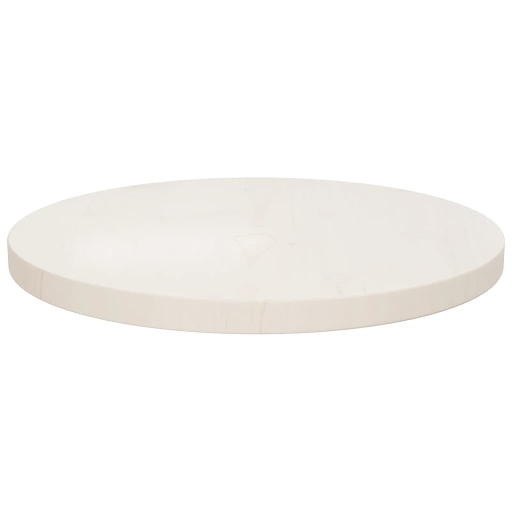 Piano Tavolo Bianco Ã˜40x2,5 cm in Legno Massello di Pino