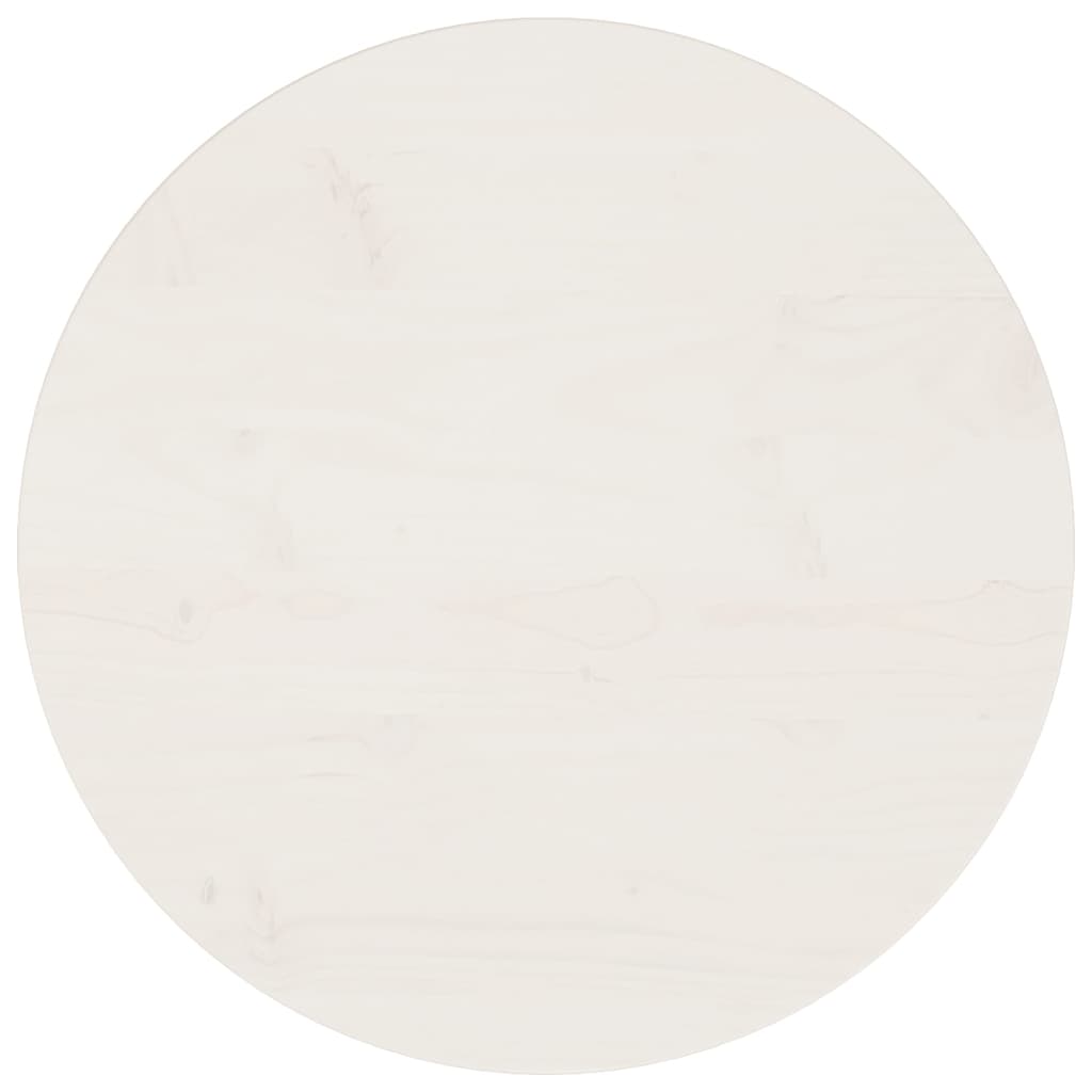 Piano Tavolo Bianco Ã˜50x2,5 cm in Legno Massello di Pino