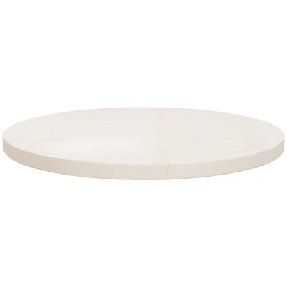 Piano Tavolo Bianco Ã˜50x2,5 cm in Legno Massello di Pino