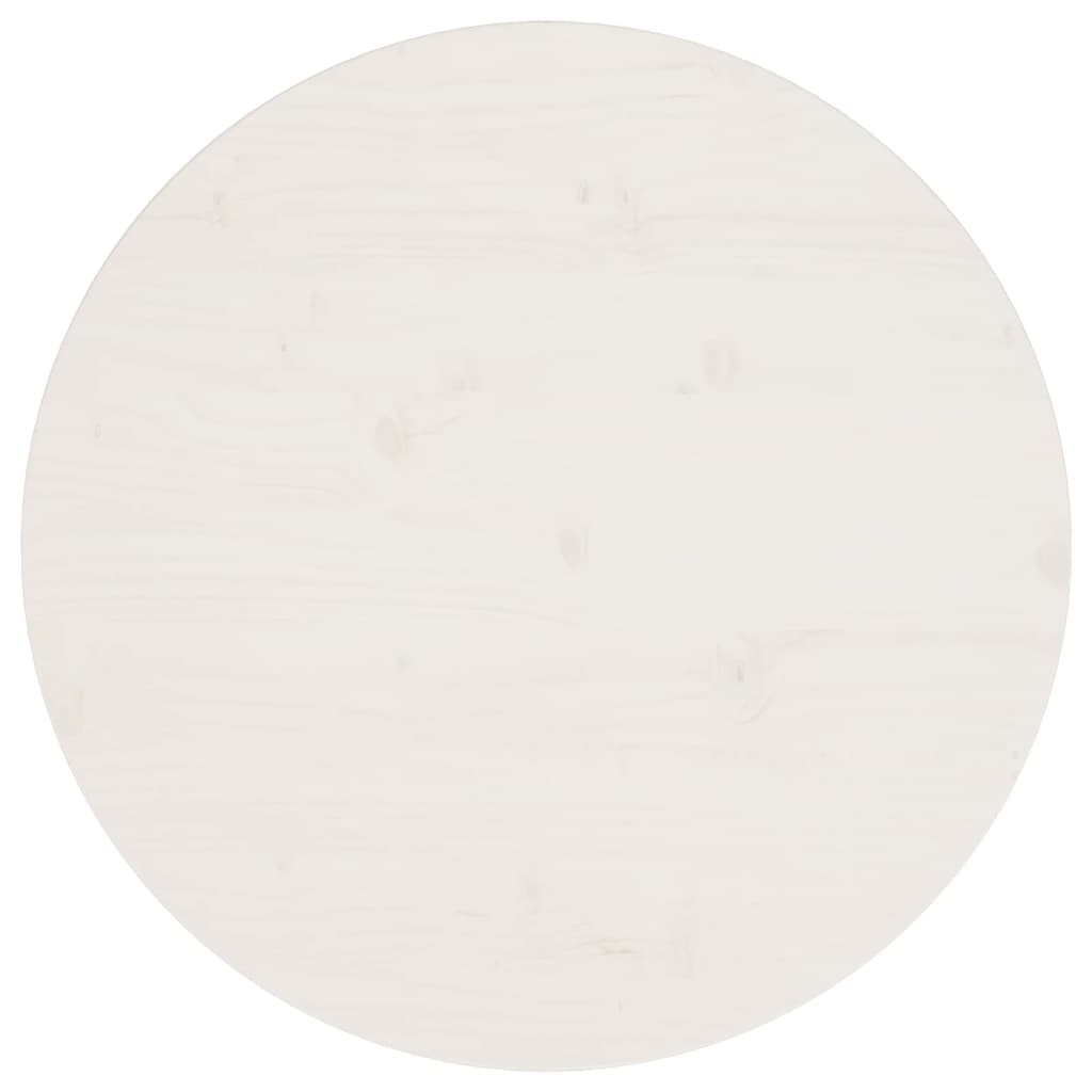 Piano Tavolo Bianco Ã˜60x2,5 cm in Legno Massello di Pino