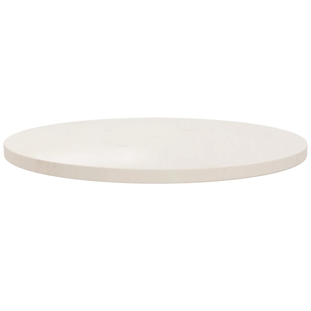 Piano Tavolo Bianco Ã˜60x2,5 cm in Legno Massello di Pino