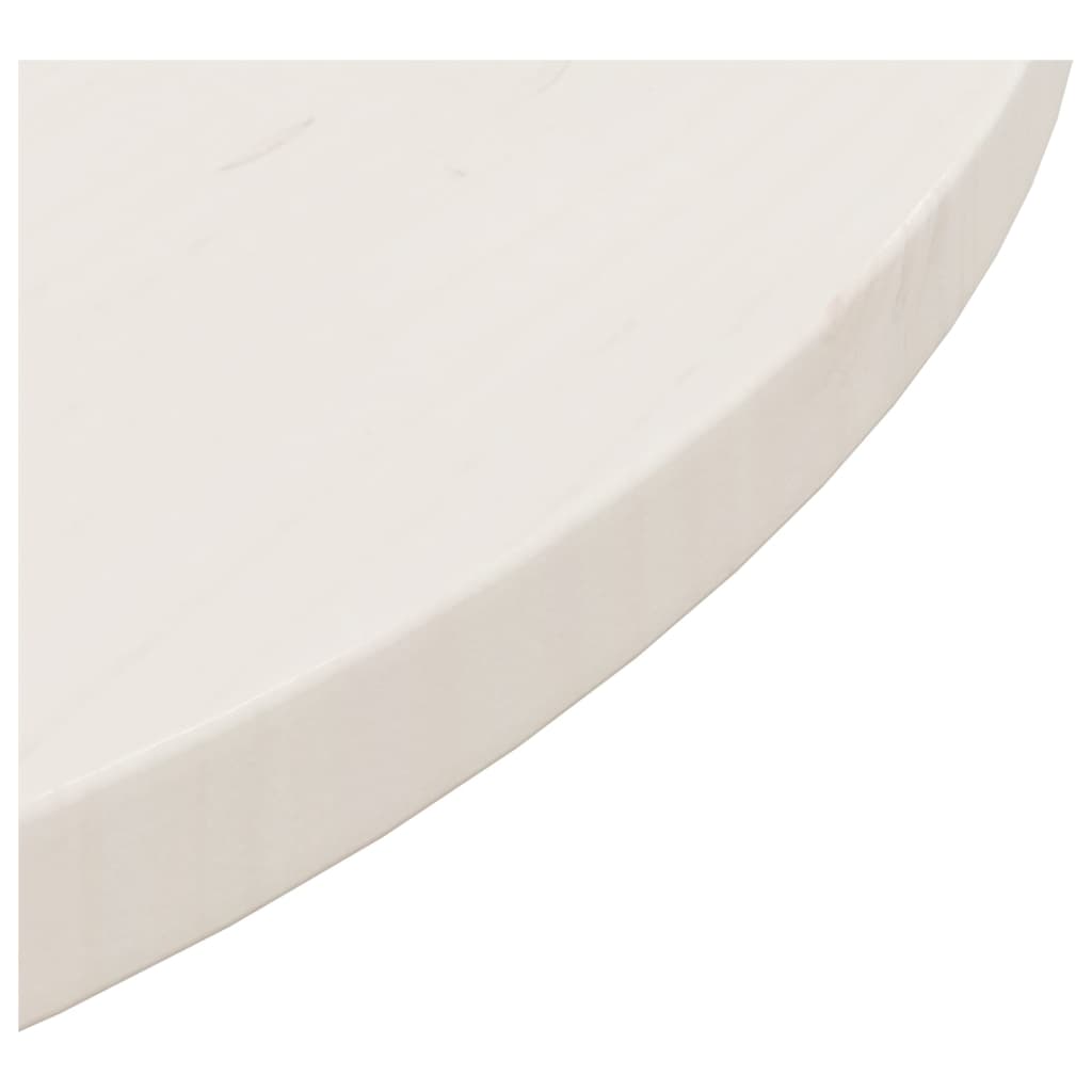 Piano Tavolo Bianco Ã˜60x2,5 cm in Legno Massello di Pino